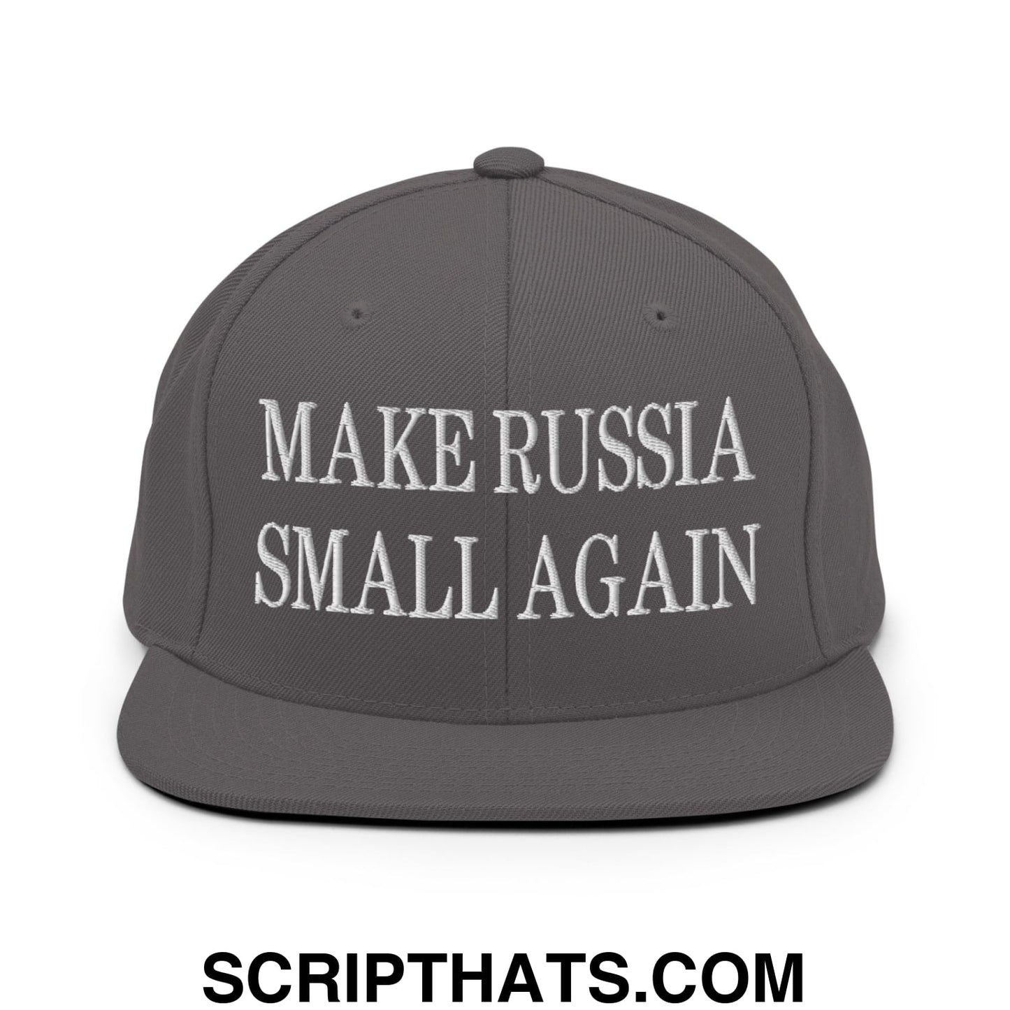 Make Russia Small Again Embroidered Flat Bill Brim Snapback Hat Dark Grey