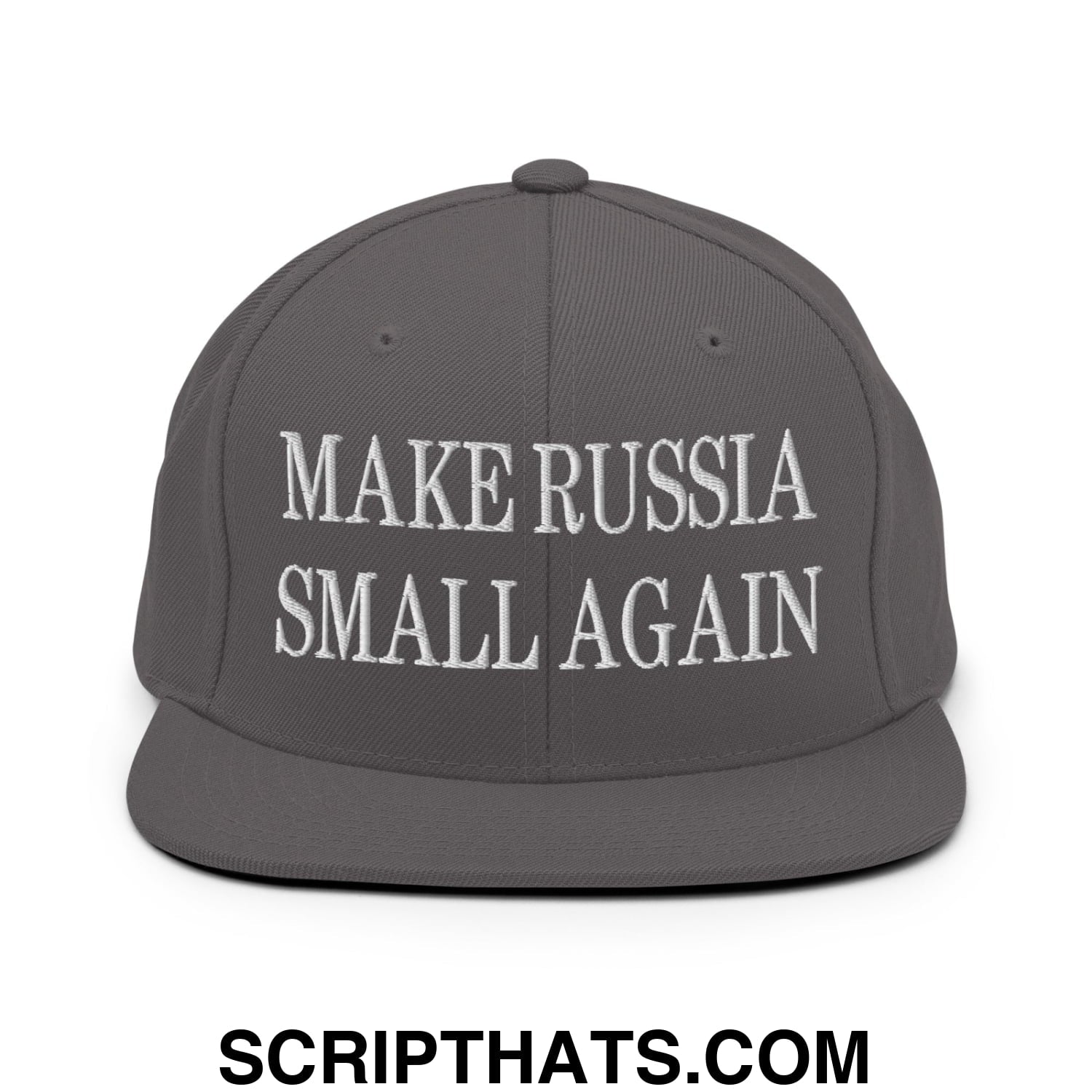 Make Russia Small Again Embroidered Flat Bill Brim Snapback Hat Dark Grey