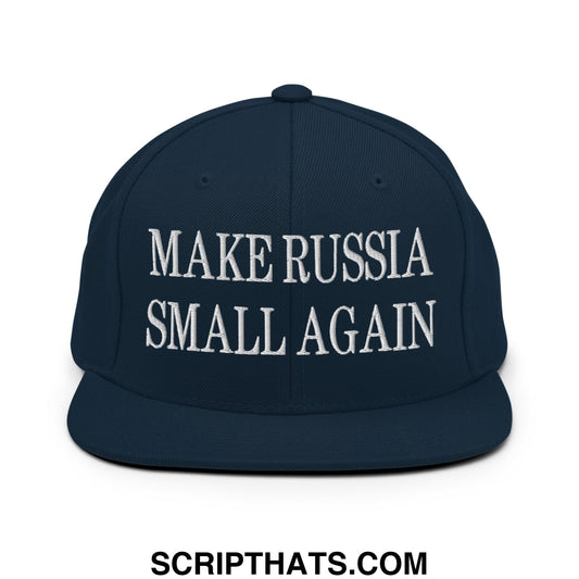 Make Russia Small Again Embroidered Flat Bill Brim Snapback Hat Dark Navy