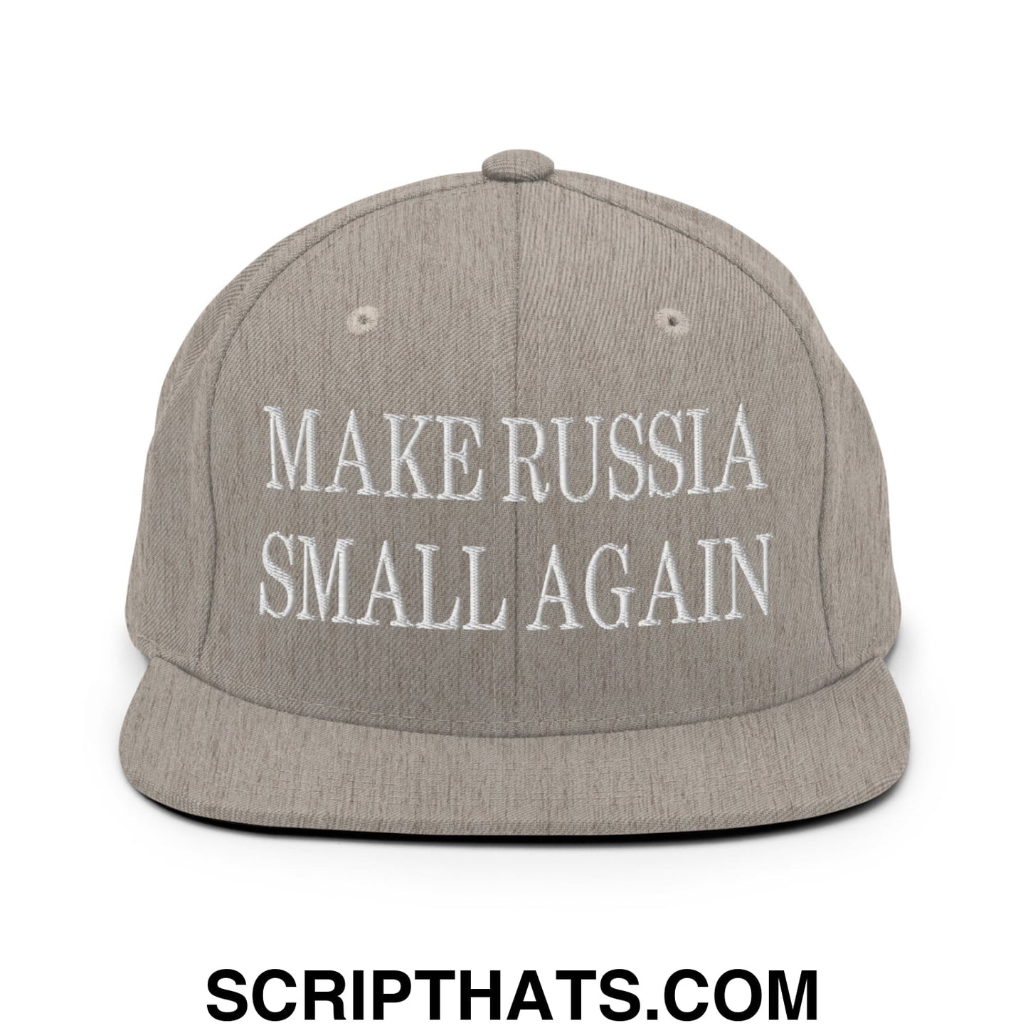 Make Russia Small Again Embroidered Flat Bill Brim Snapback Hat Heather Grey