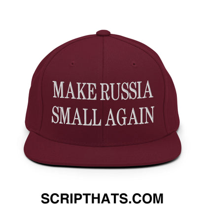 Make Russia Small Again Embroidered Flat Bill Brim Snapback Hat Maroon