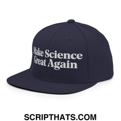 Make Science Great Again Embroidered Flat Bill Brim Snapback Hat Navy
