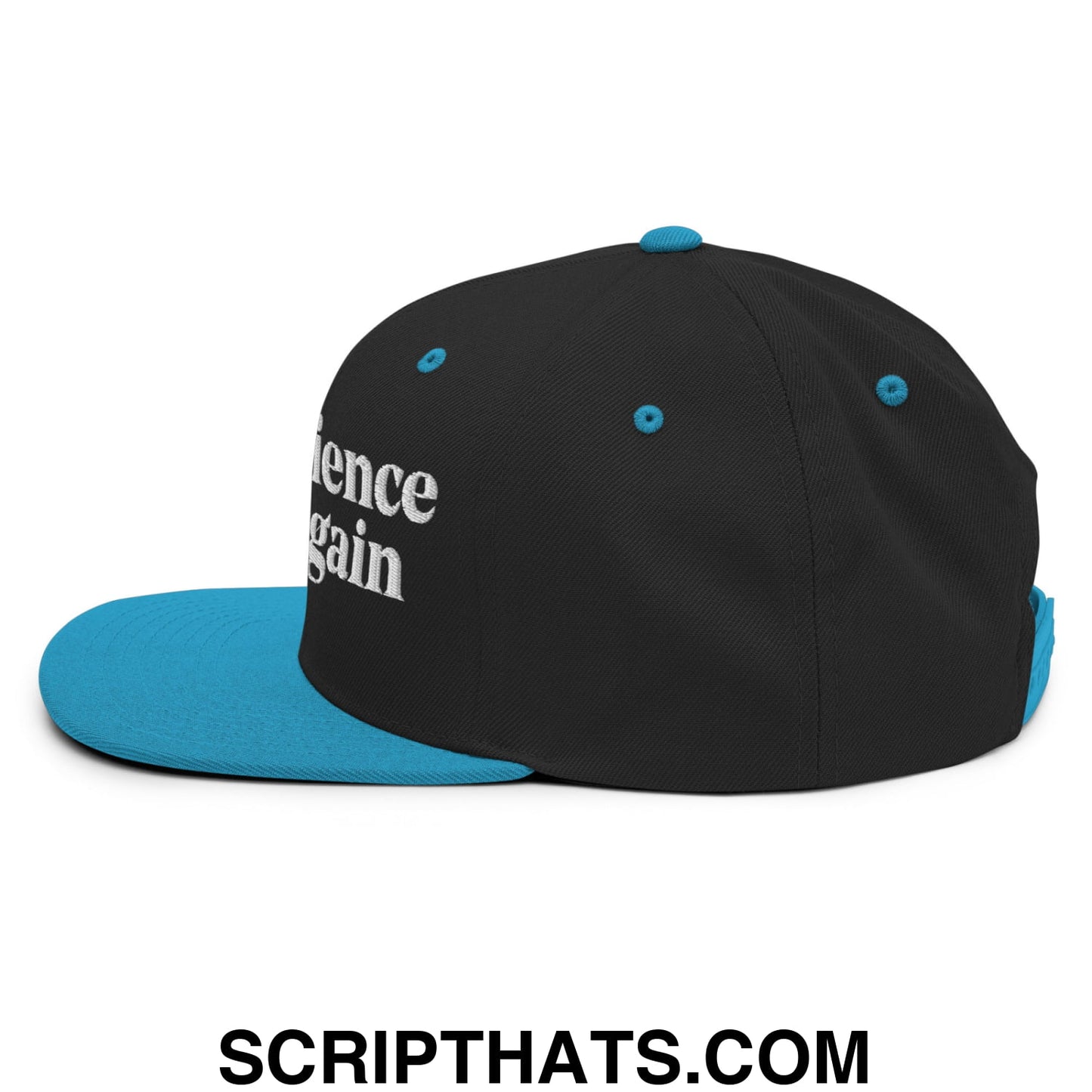 Make Science Great Again Embroidered Flat Bill Brim Snapback Hat Black Teal