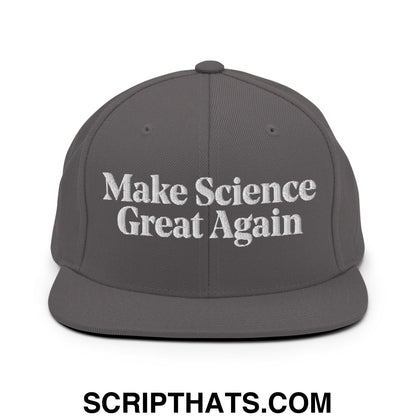 Make Science Great Again Embroidered Flat Bill Brim Snapback Hat Dark Grey