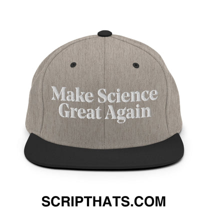 Make Science Great Again Embroidered Flat Bill Brim Snapback Hat Heather Black