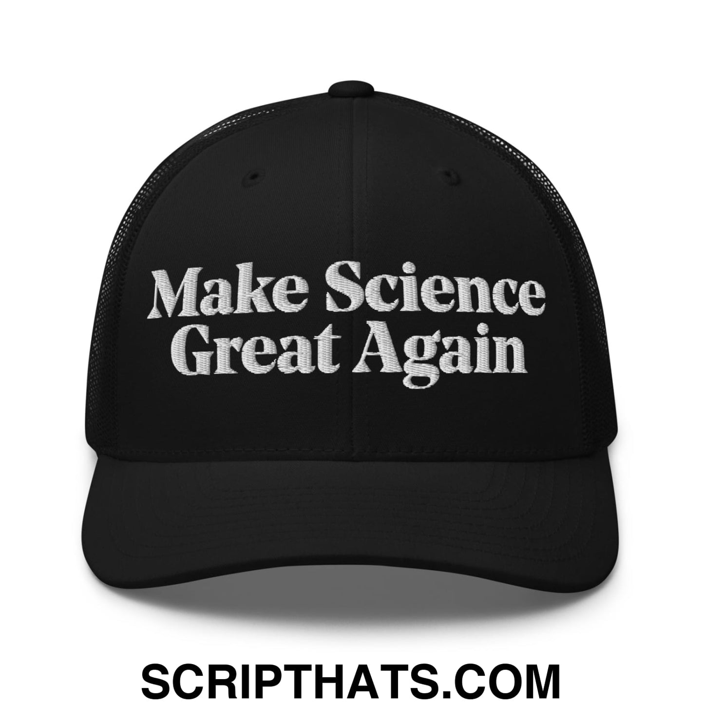Make Science Great Again Embroidered Mesh Trucker Hat Black