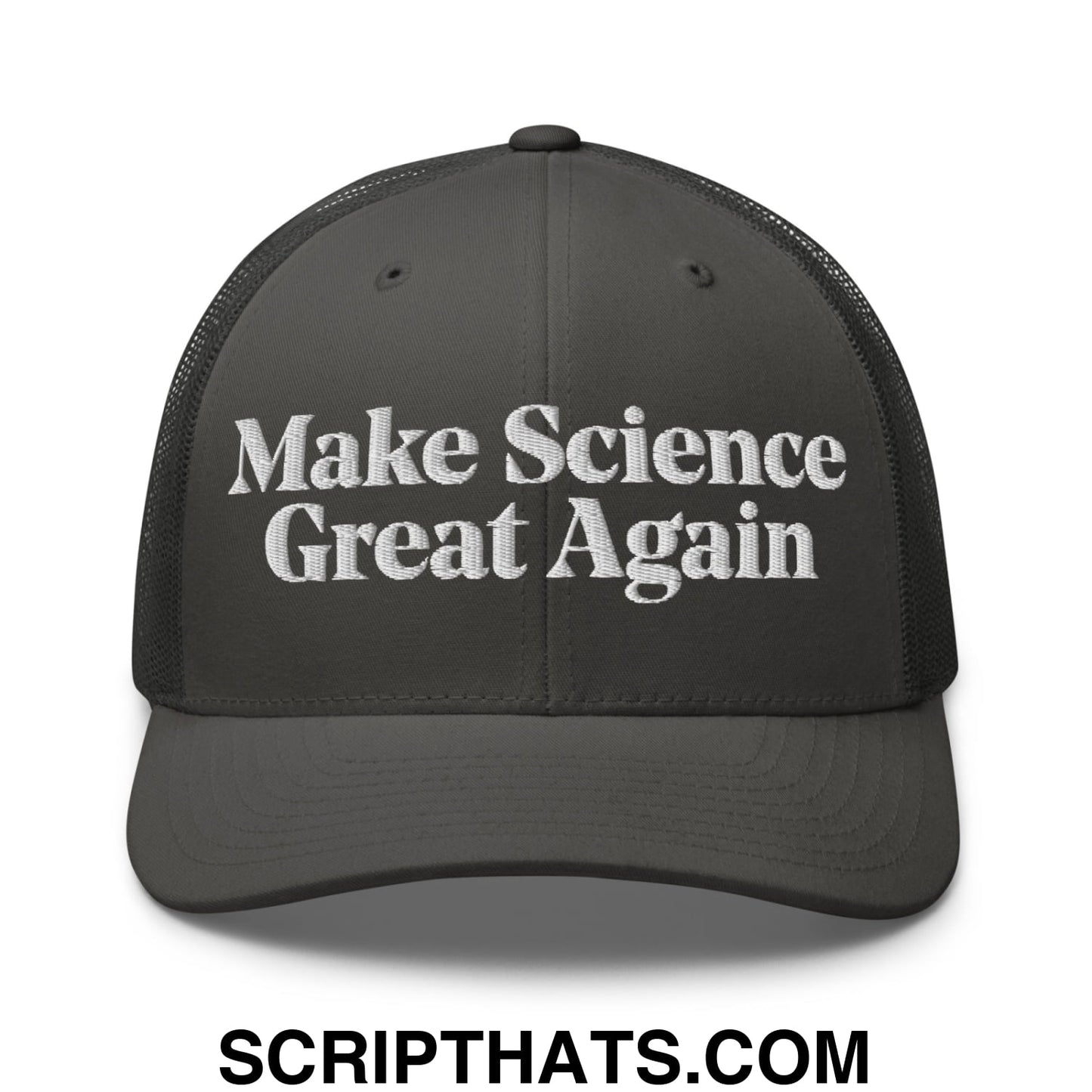 Make Science Great Again Embroidered Mesh Trucker Hat Charcoal