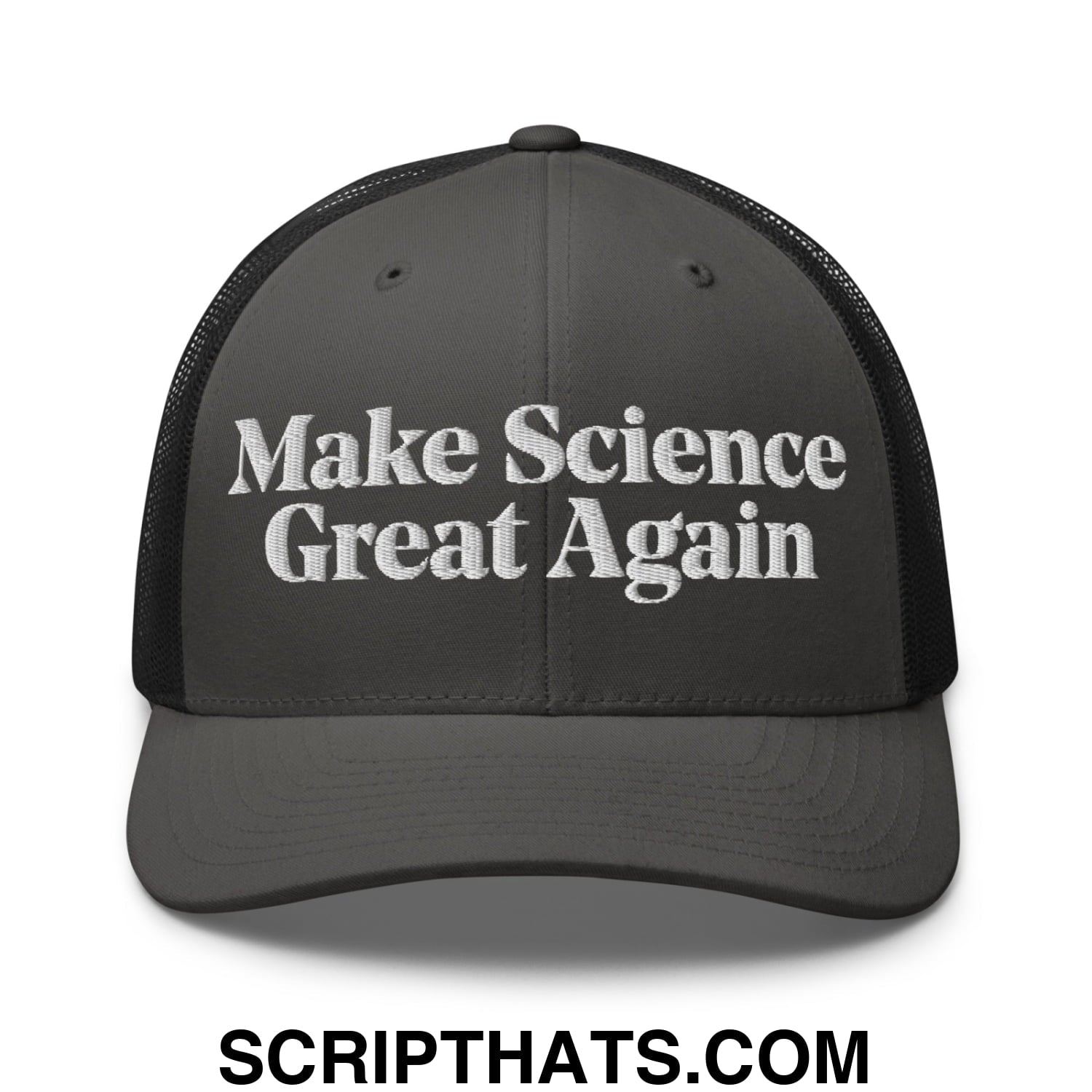Make Science Great Again Embroidered Mesh Trucker Hat Charcoal Black
