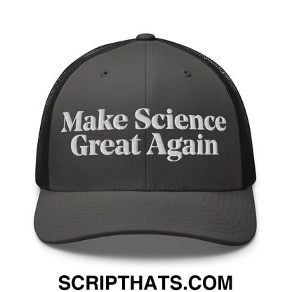 Make Science Great Again Embroidered Mesh Trucker Hat Charcoal Black