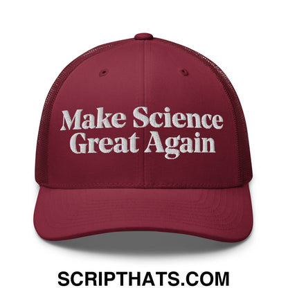 Make Science Great Again Embroidered Mesh Trucker Hat Cranberry