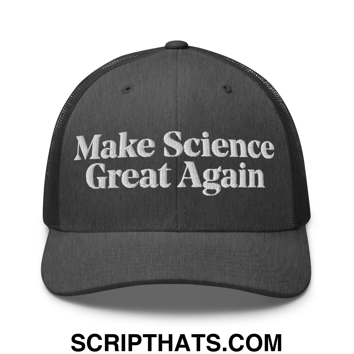 Make Science Great Again Embroidered Mesh Trucker Hat Dark Heather Gray