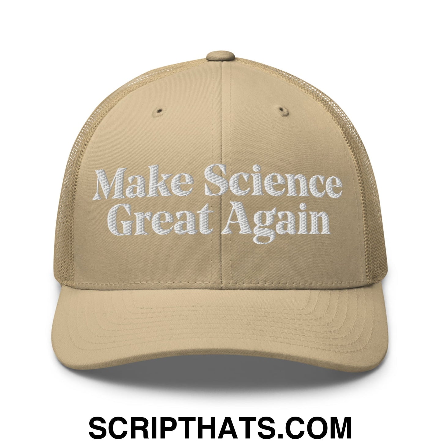 Make Science Great Again Embroidered Mesh Trucker Hat Khaki