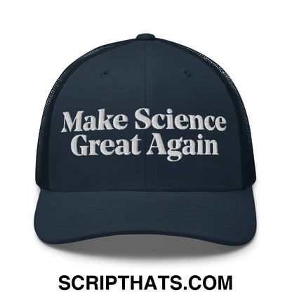 Make Science Great Again Embroidered Mesh Trucker Hat Navy