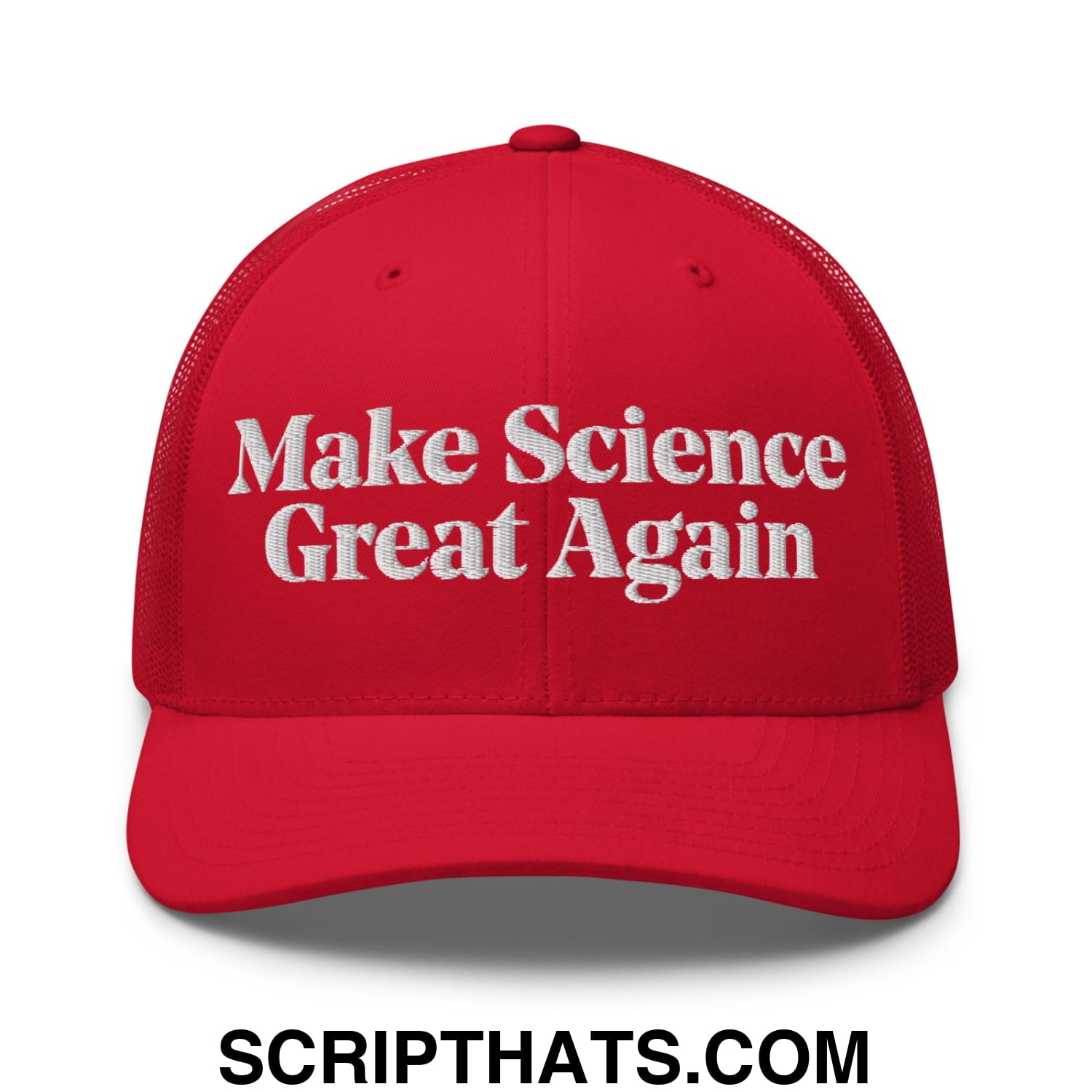 Make Science Great Again Embroidered Mesh Trucker Hat Red