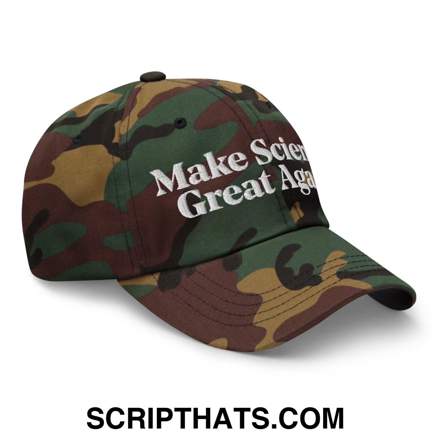 Make Science Great Again Embroidered Unstructured Dad Hat Green Camo