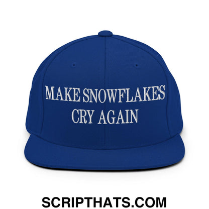 Make Snowflakes Cry Again Embroidered Flat Bill Brim Snapback Hat Royal Blue
