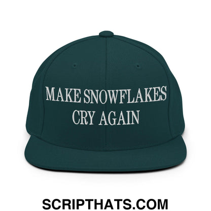 Make Snowflakes Cry Again Embroidered Flat Bill Brim Snapback Hat Spruce