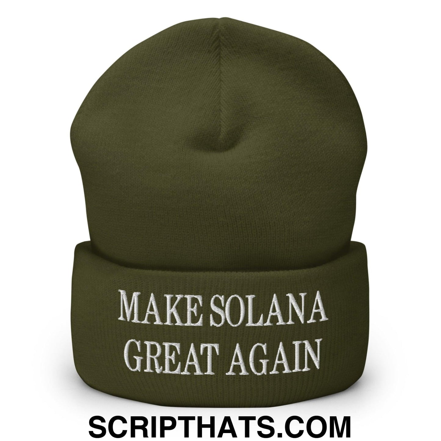 Make Solana Great Again Embroidered Cuffed Knit Beanie Olive