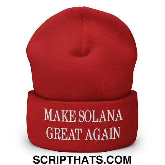 Make Solana Great Again Embroidered Cuffed Knit Beanie Red
