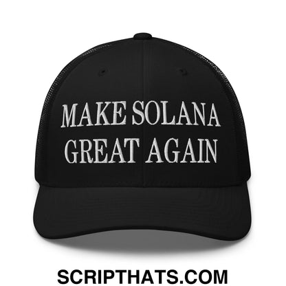 Make Solana Great Again Embroidered Retro Mesh Trucker Hat Black
