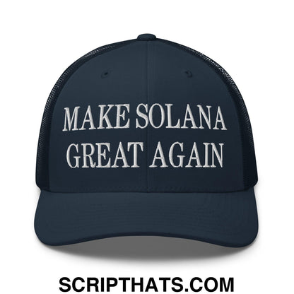 Make Solana Great Again Embroidered Retro Mesh Trucker Hat Navy