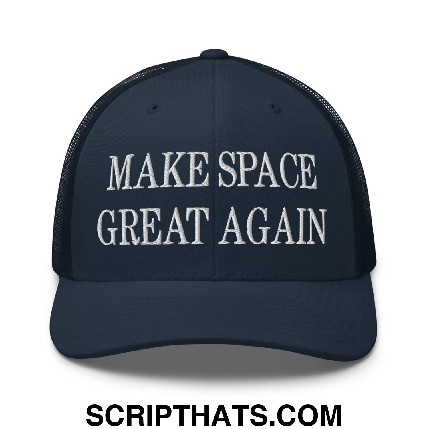 Make Space Great Again Embroidered Mesh Trucker Hat Navy