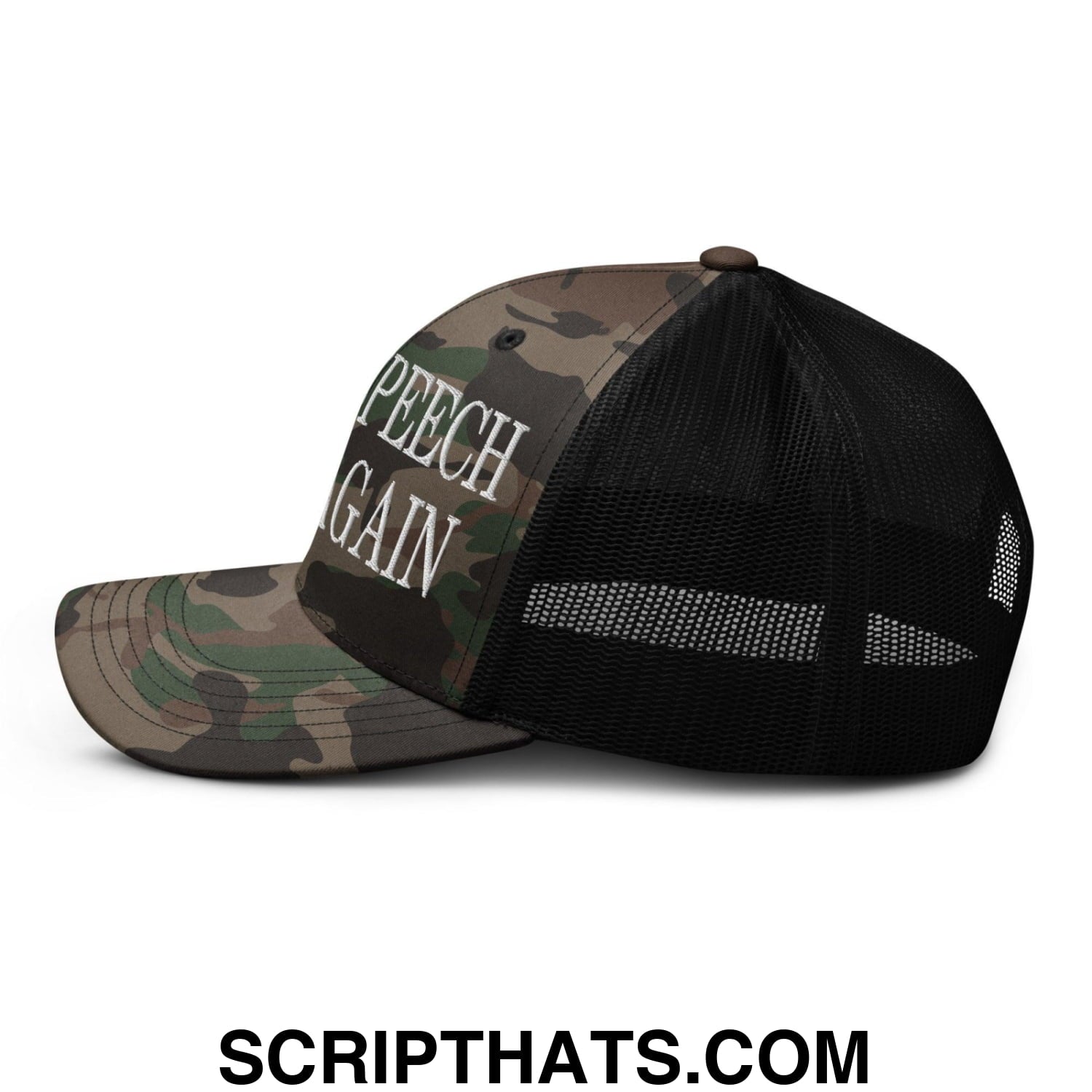 Make Speech Free Again Camo Trucker Hat Camo Black