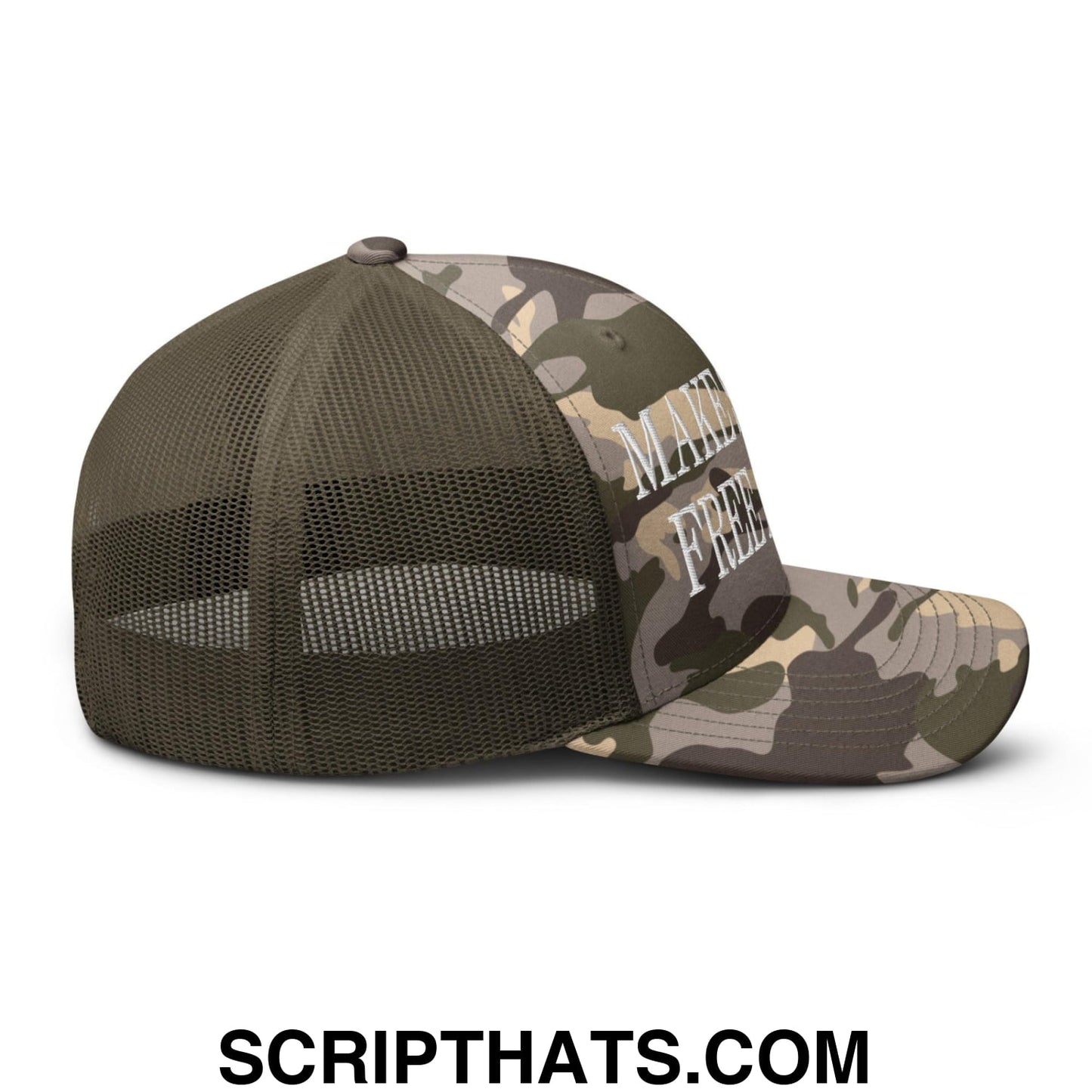 Make Speech Free Again Camo Trucker Hat Camo Olive