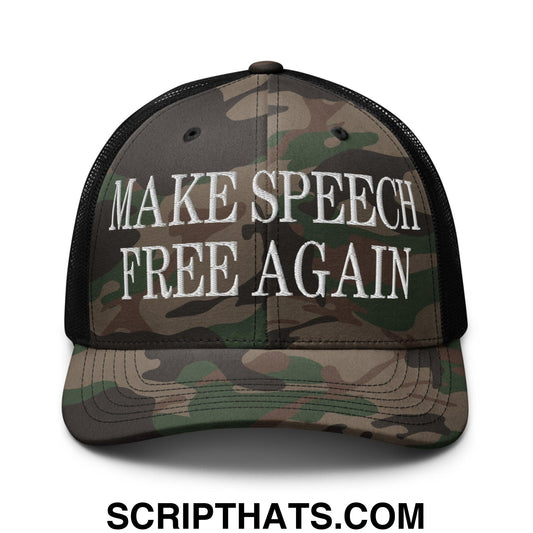 Make Speech Free Again Camo Trucker Hat Camo Black