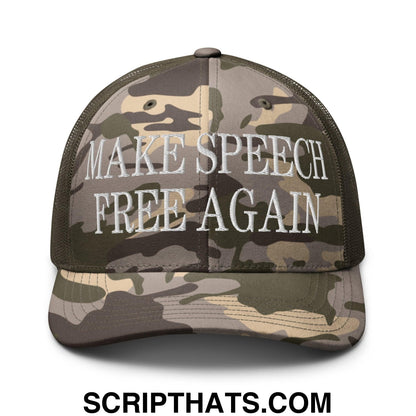 Make Speech Free Again Camo Trucker Hat Camo Olive