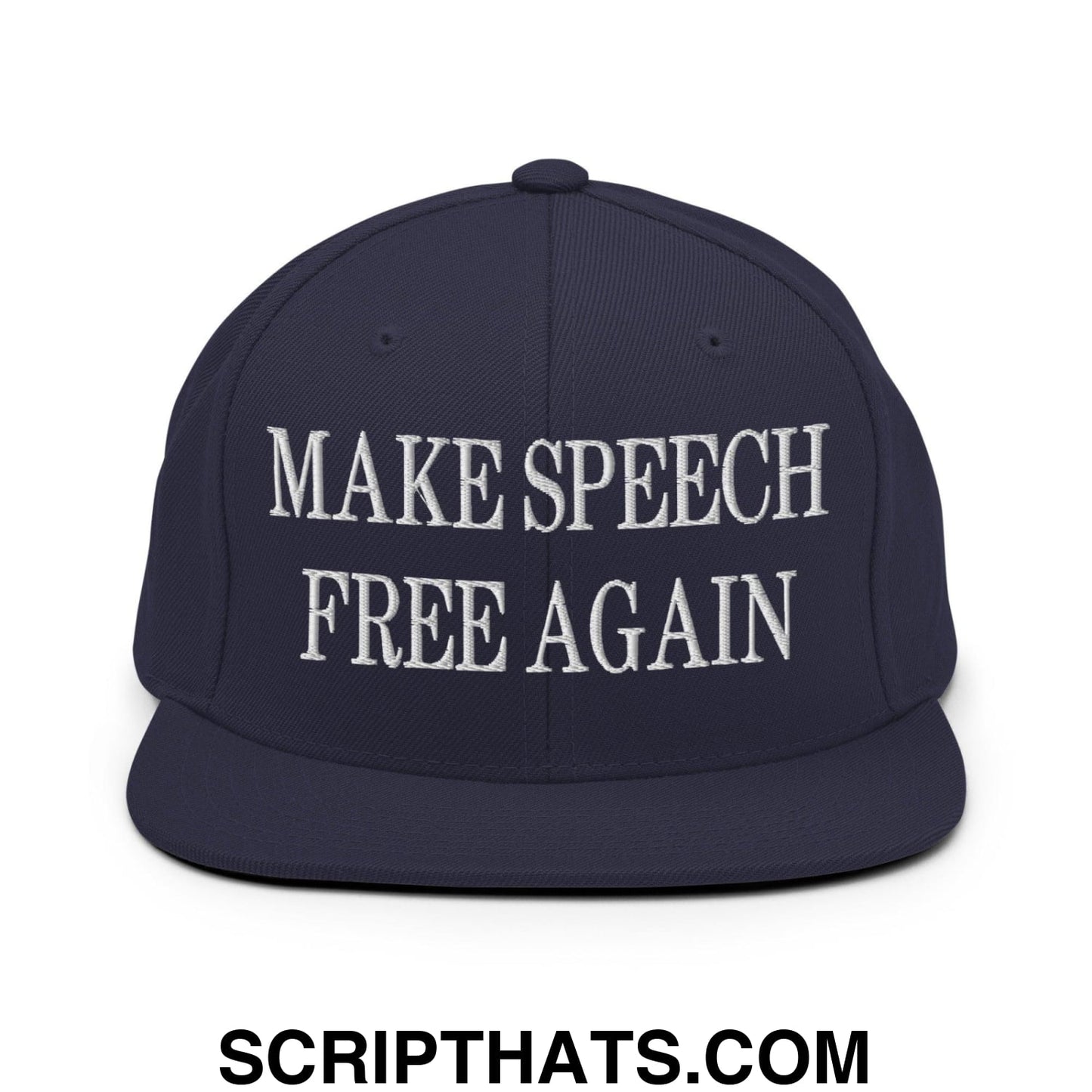 Make Speech Free Again Embroidered Flat Bill Brim Snapback Hat Navy