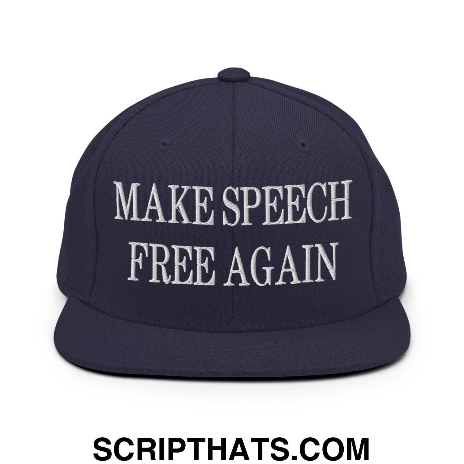 Make Speech Free Again Embroidered Flat Bill Brim Snapback Hat Navy