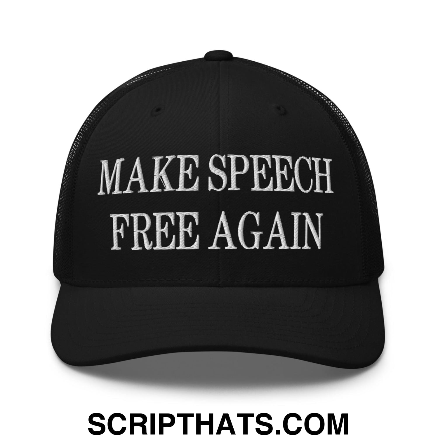 Make Speech Free Again Embroidered Mesh Trucker Hat Black