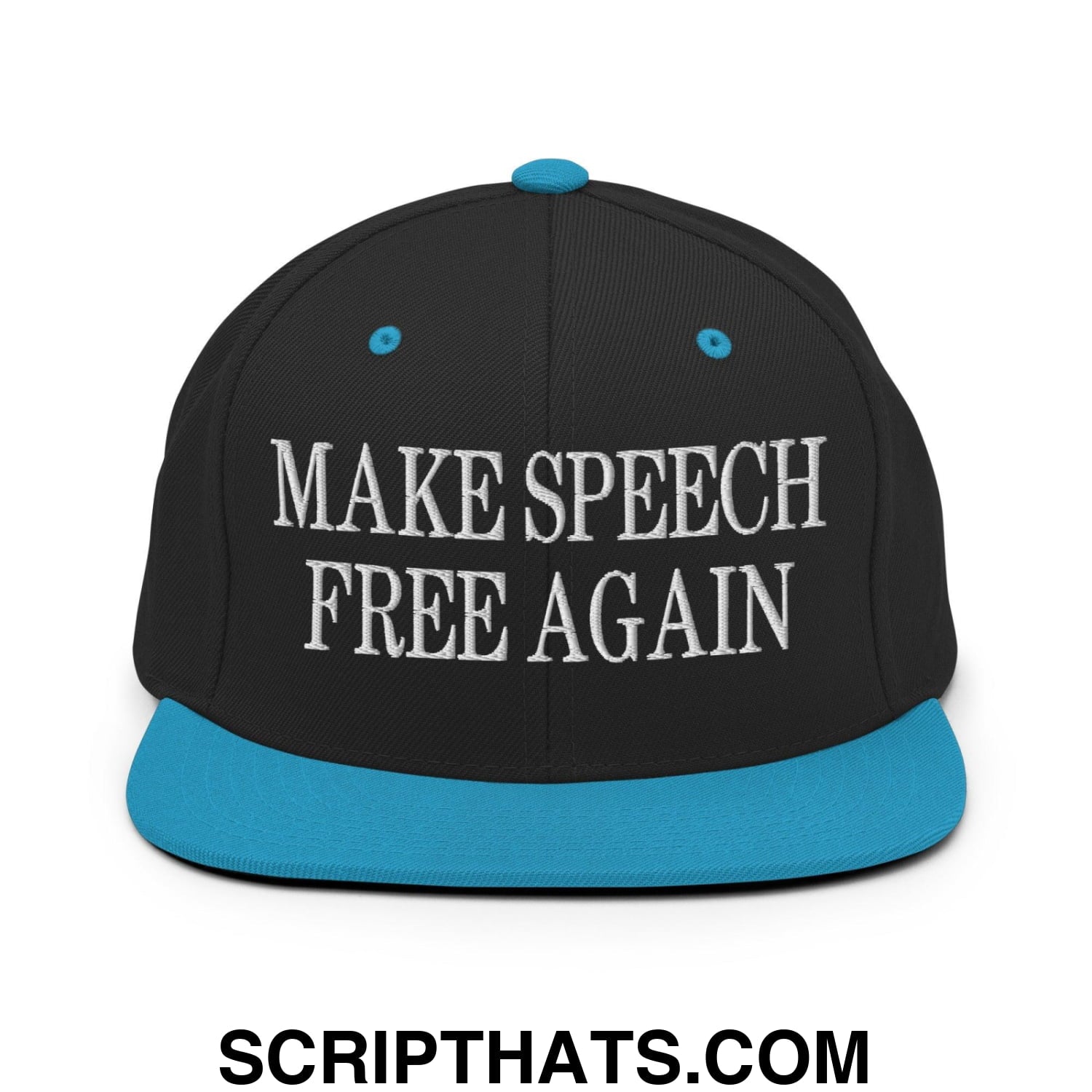 Make Speech Free Again Flat Bill Brim Snapback Hat Black Teal