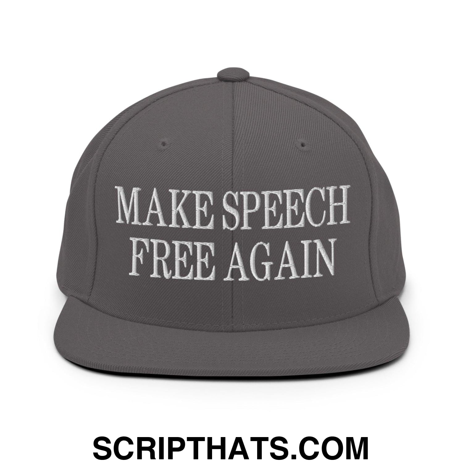 Make Speech Free Again Flat Bill Brim Snapback Hat Dark Grey