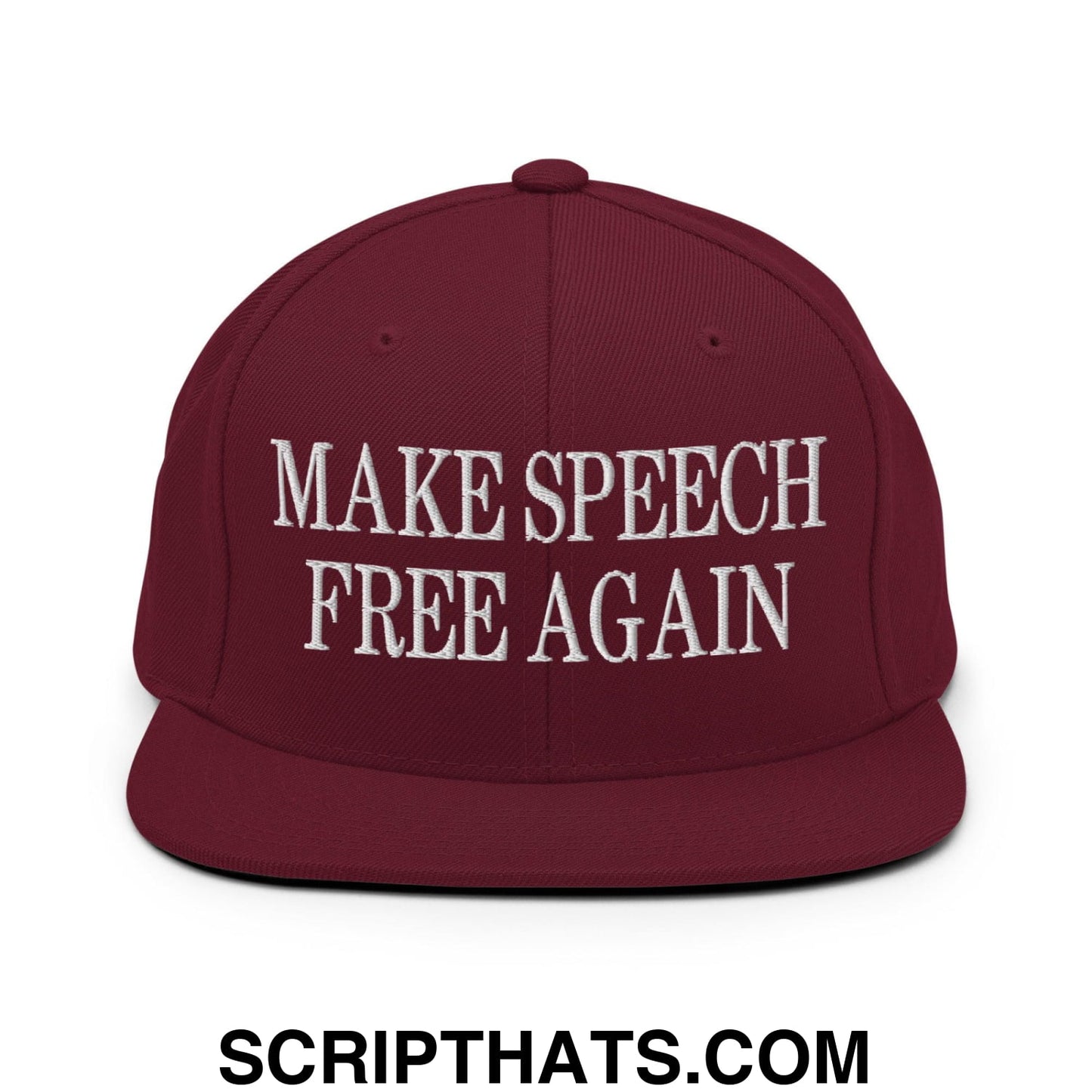 Make Speech Free Again Flat Bill Brim Snapback Hat Maroon