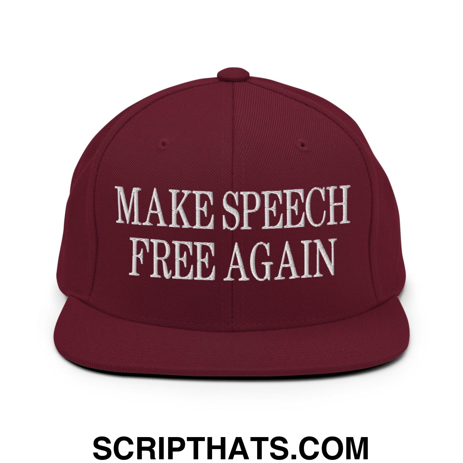 Make Speech Free Again Flat Bill Brim Snapback Hat Maroon