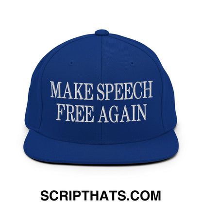Make Speech Free Again Flat Bill Brim Snapback Hat Royal Blue