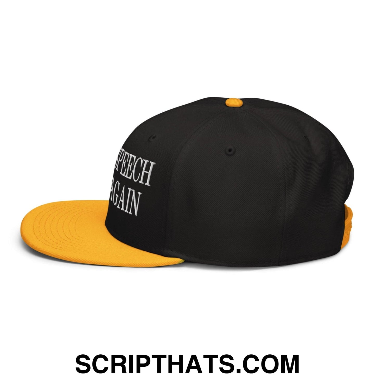 Make Speech Free Again High Crown Snapback Hat Orange Black Black