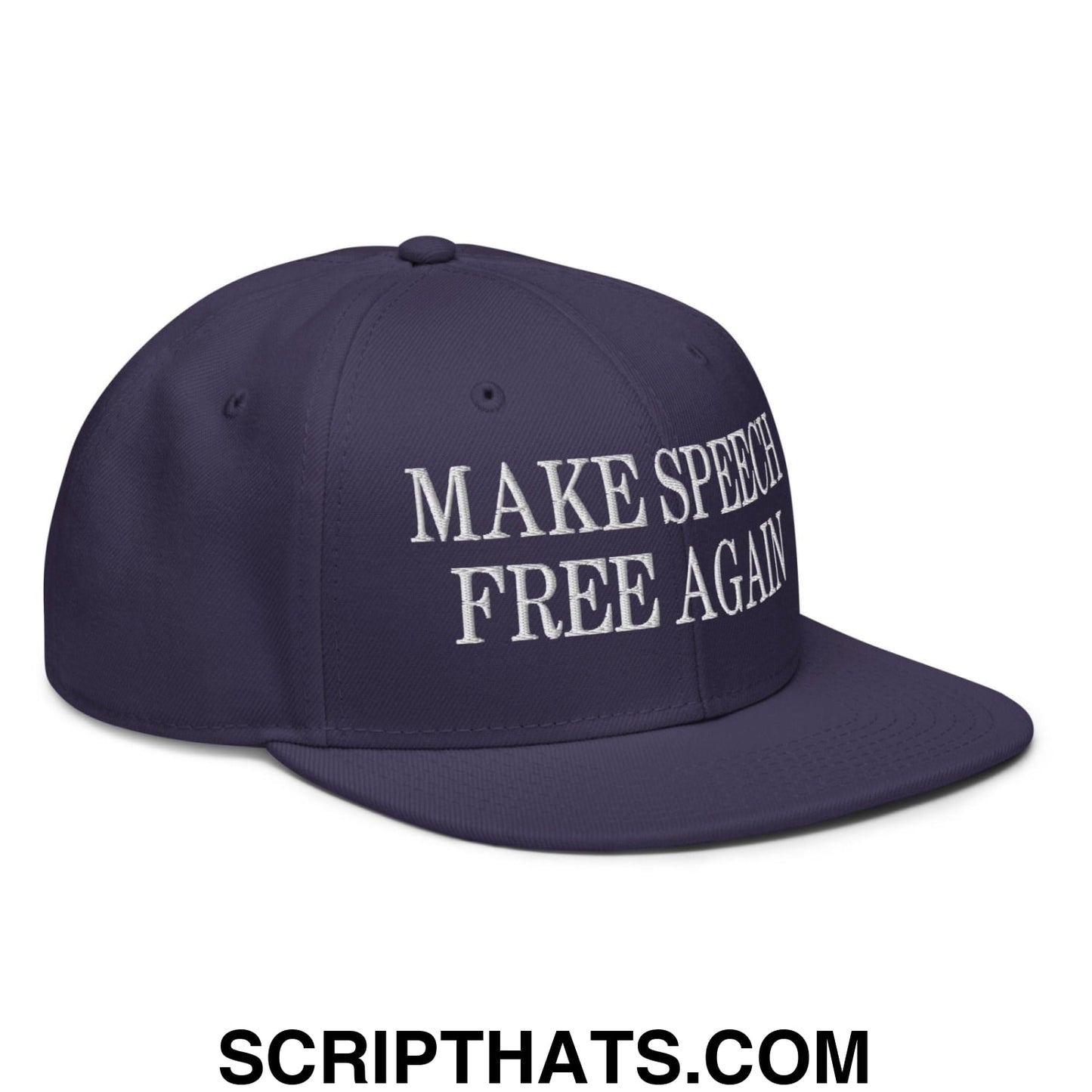 Make Speech Free Again High Crown Snapback Hat Aqua blue Black Black