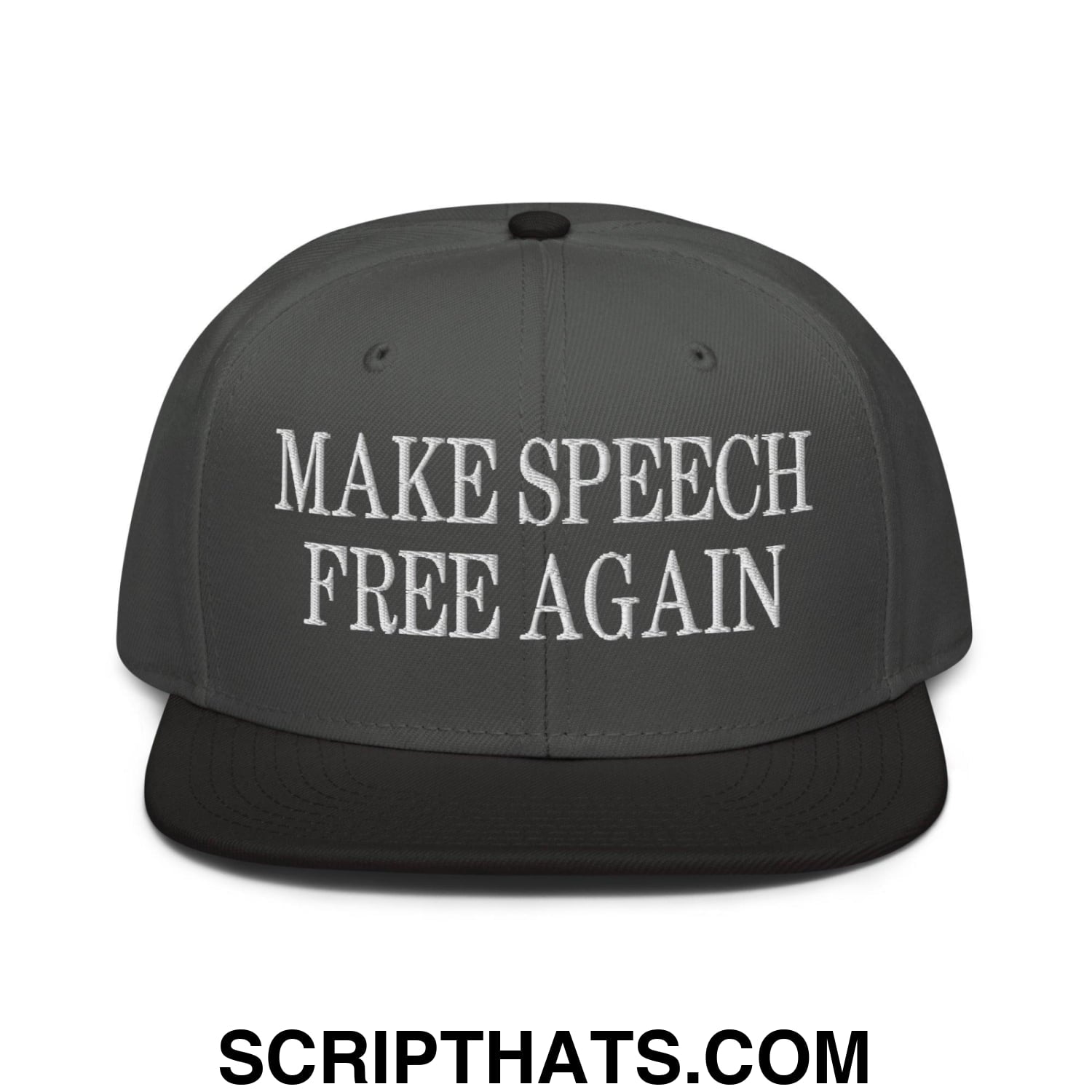 Make Speech Free Again High Crown Snapback Hat Black Charcoal gray Charcoal gray