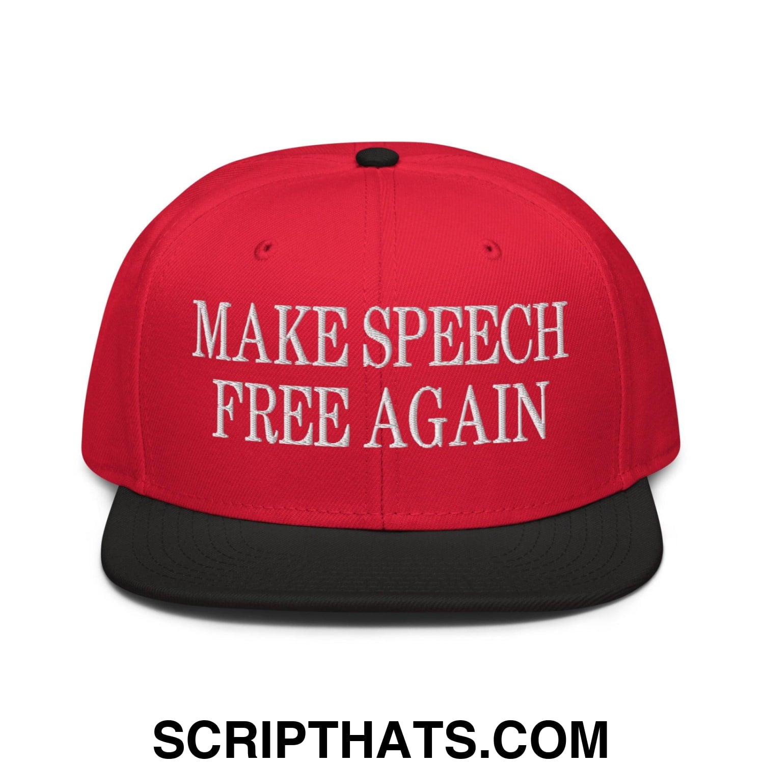 Make Speech Free Again High Crown Snapback Hat Black Red Red