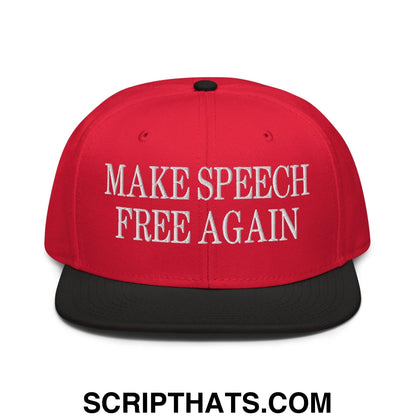 Make Speech Free Again High Crown Snapback Hat Black Red Red