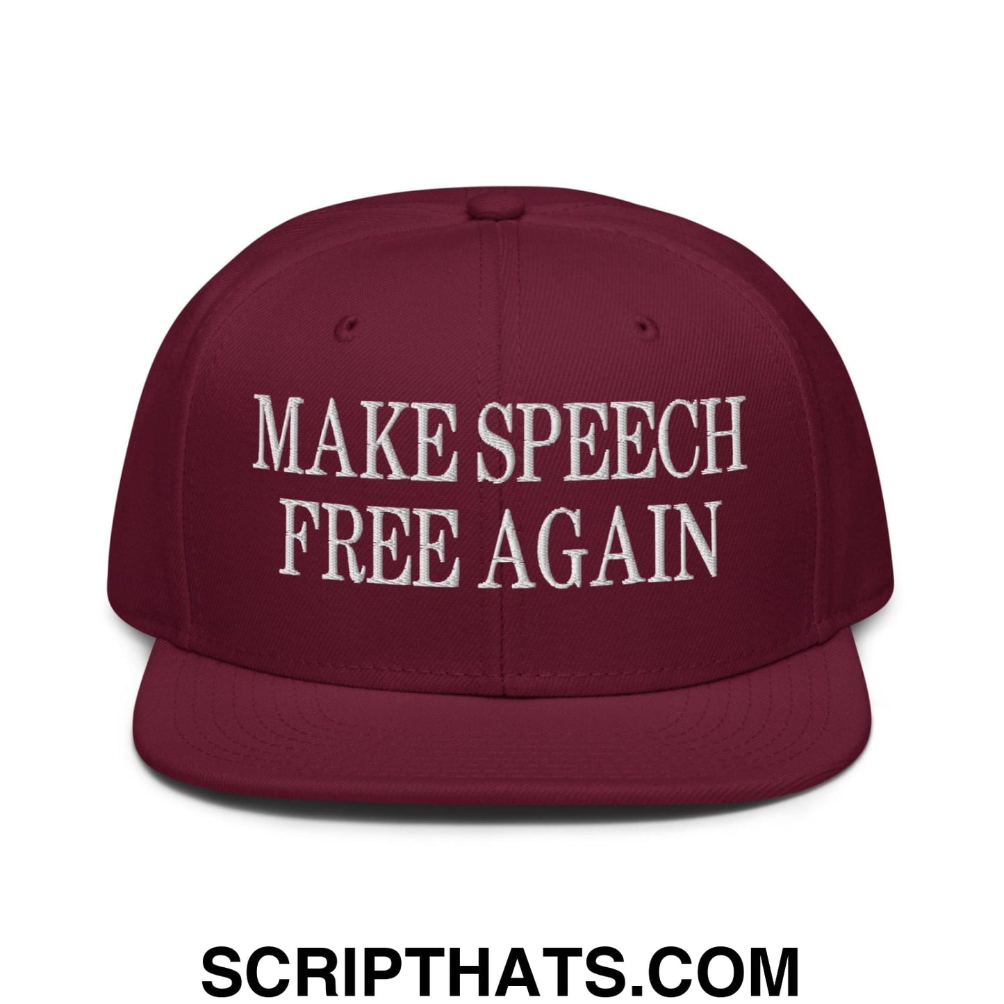 Make Speech Free Again High Crown Snapback Hat Burgundy maroon