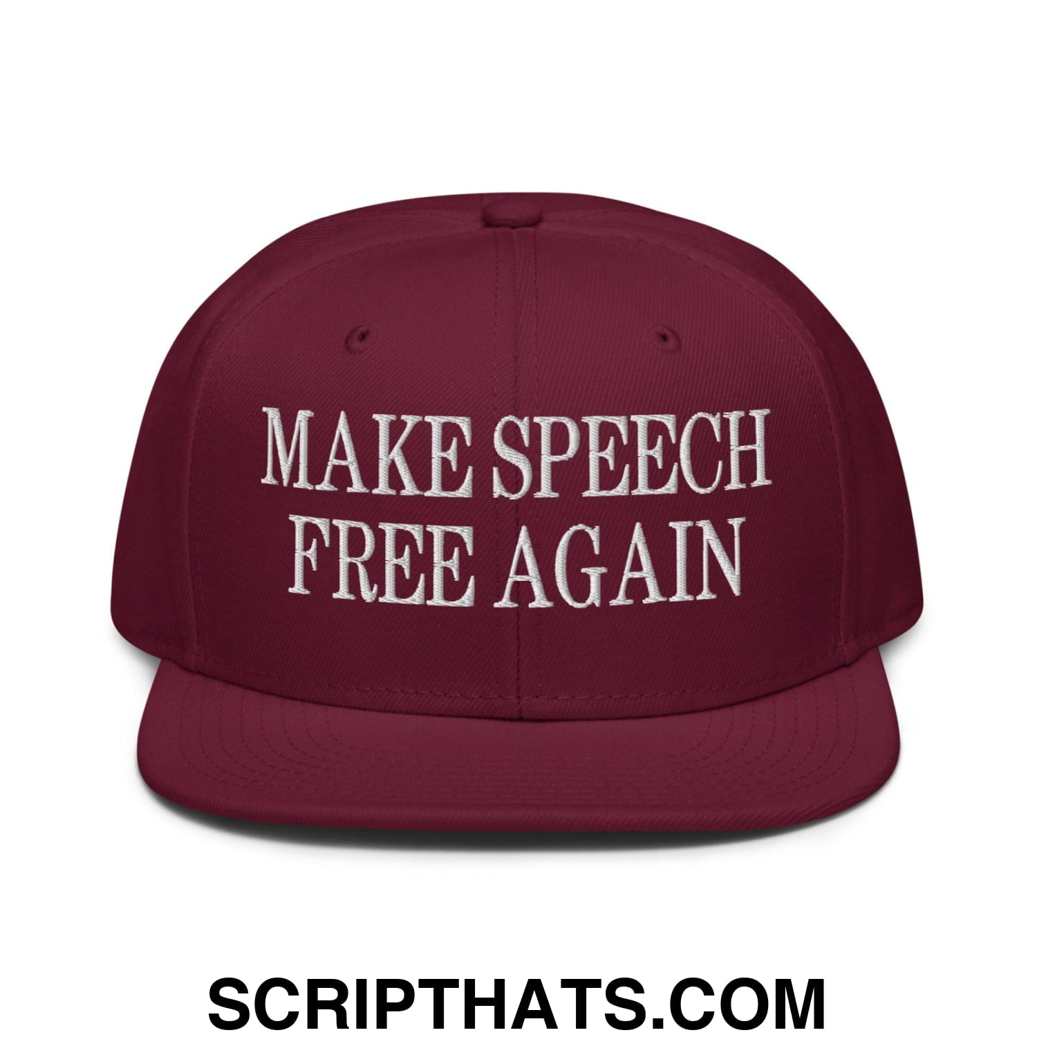 Make Speech Free Again High Crown Snapback Hat Burgundy maroon