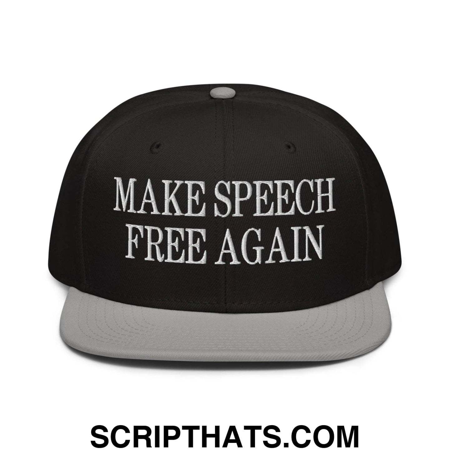 Make Speech Free Again High Crown Snapback Hat Gray Black Black