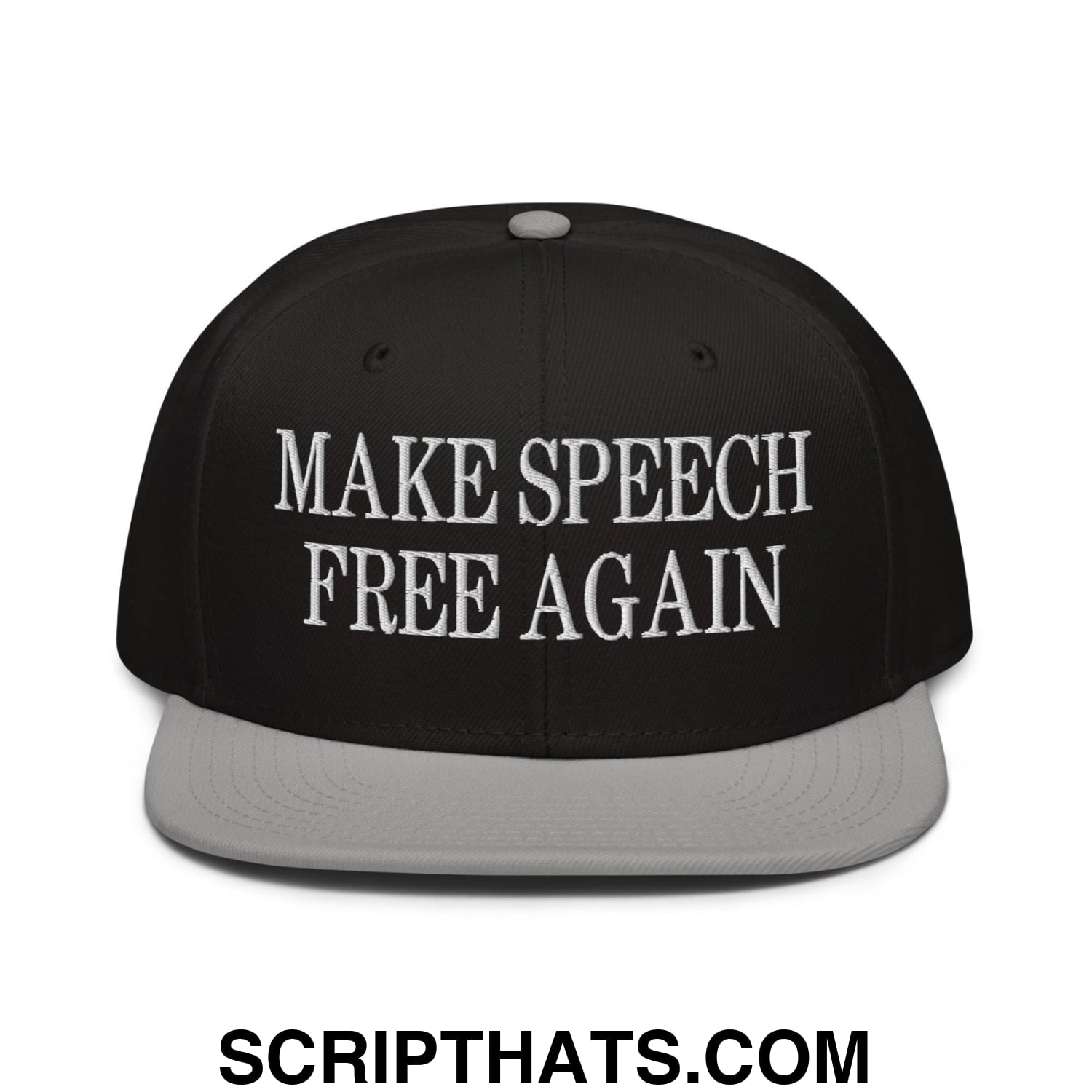 Make Speech Free Again High Crown Snapback Hat Gray Black Black