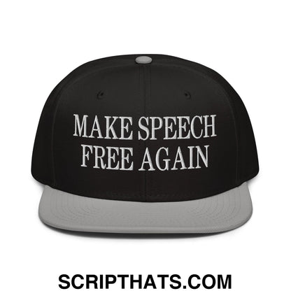 Make Speech Free Again High Crown Snapback Hat Gray Black Black