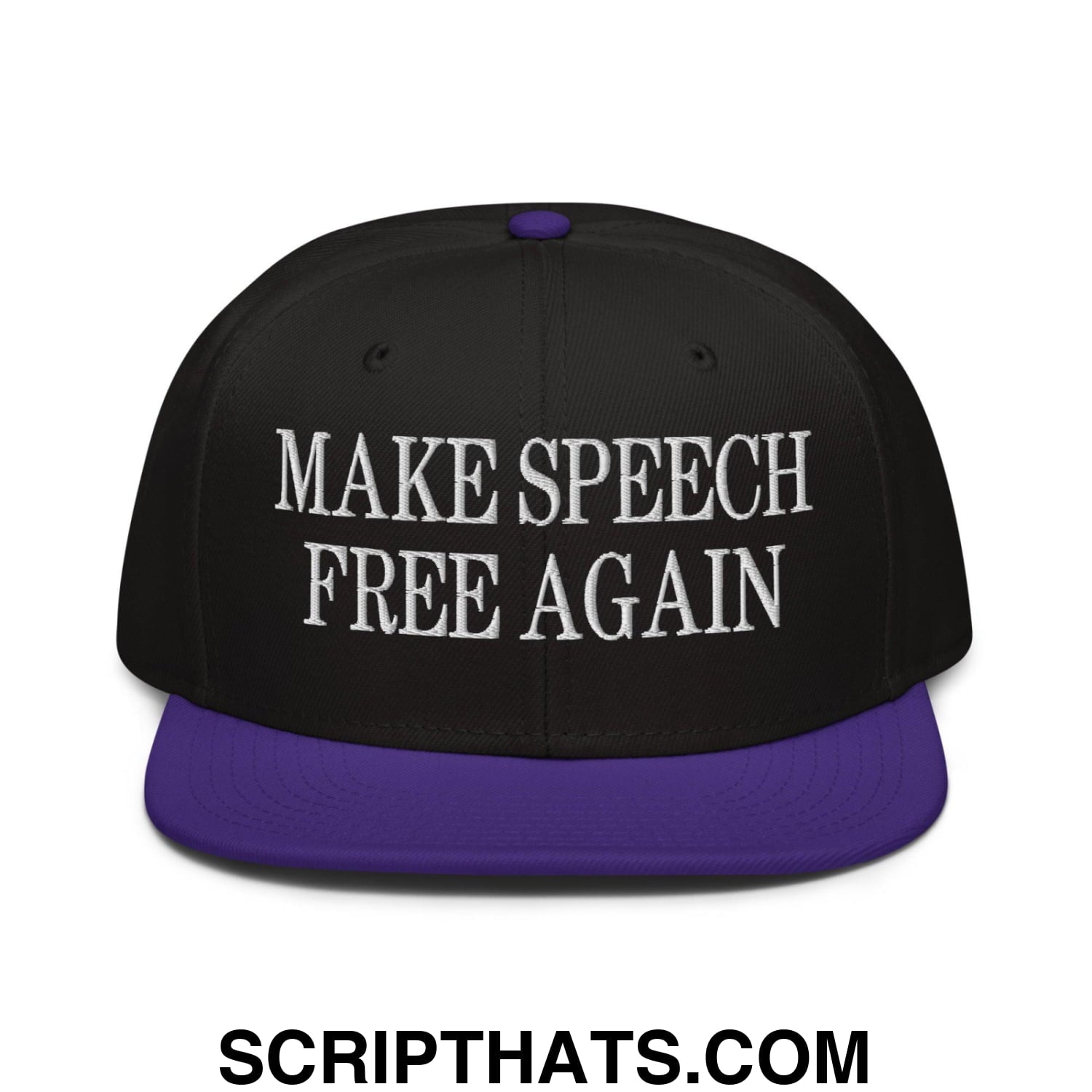 Make Speech Free Again High Crown Snapback Hat Purple Black Black