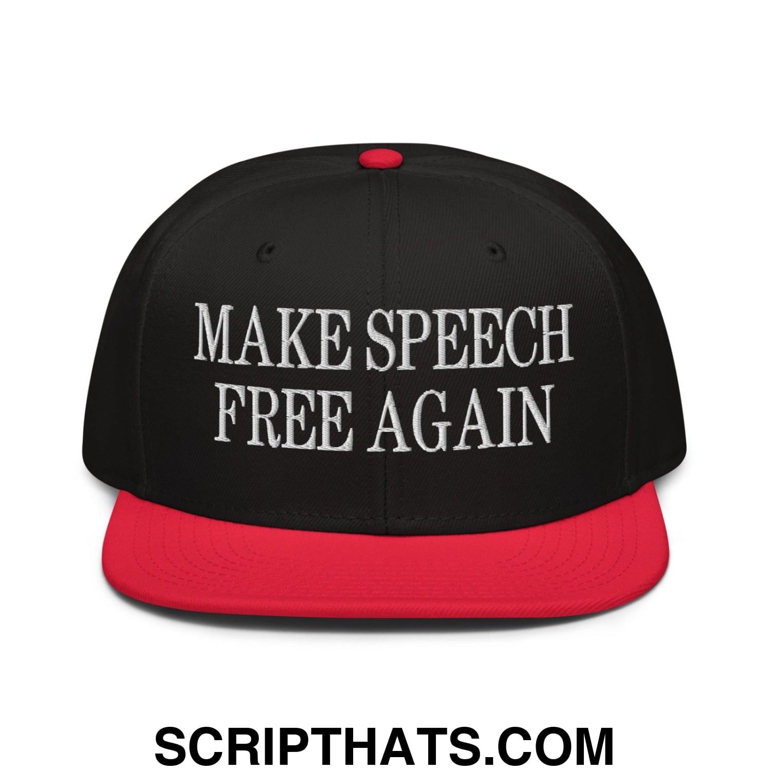Make Speech Free Again High Crown Snapback Hat Red Black Black